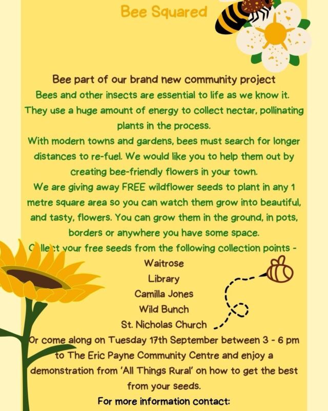 BEE part of our brand new community project Bee Squared which launches today! Pick up your free wildflower seeds and get planting #savethebees